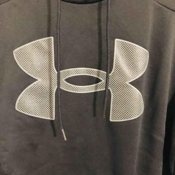 Brand‎ New Men's Under Armour Big Logo Fleece Black Hoodie Size Small - Picture 5 of 7